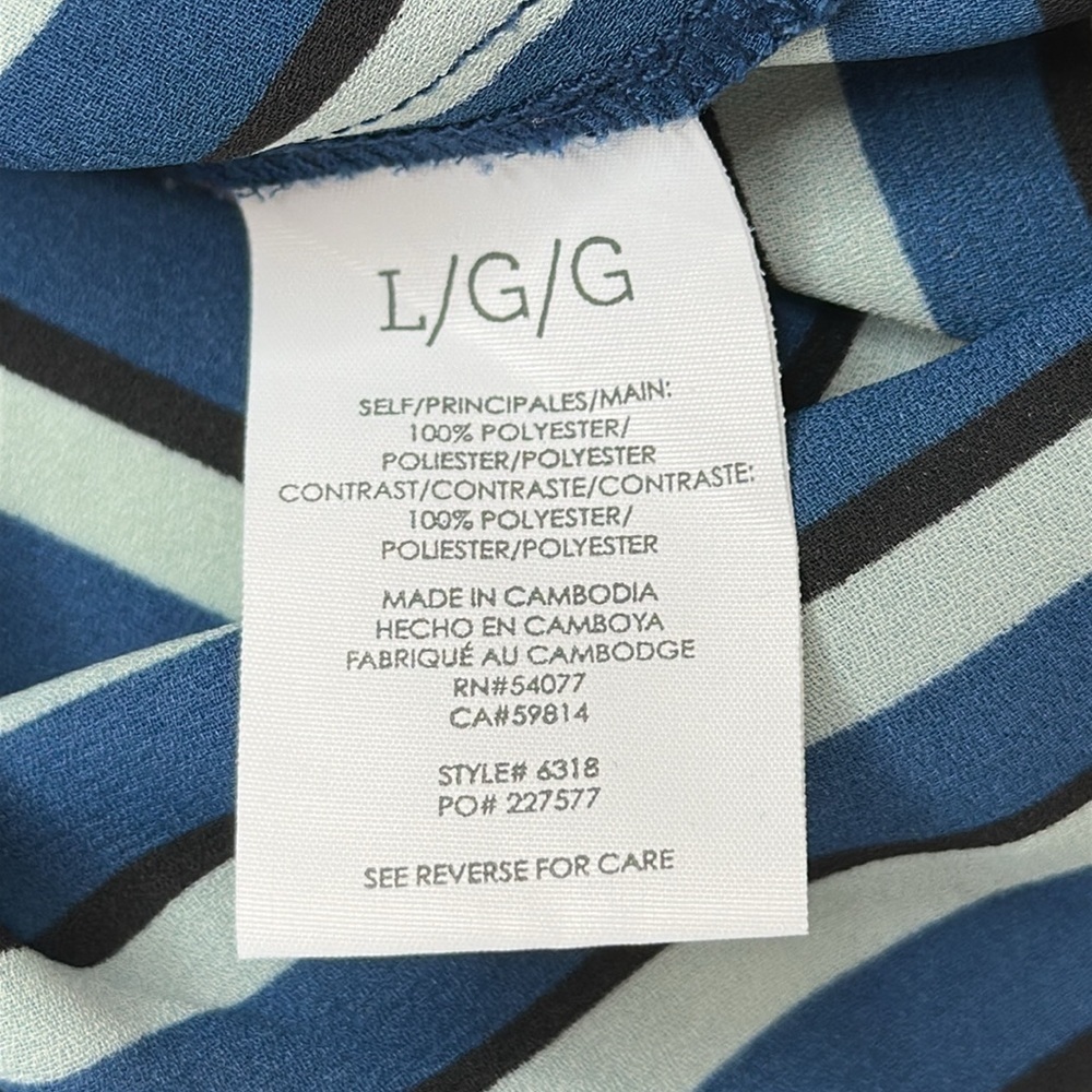 CAbi Floral and Chevron Striped Sleeveless Collard Zipper Front Top 6318 Size L - Picture 10 of 13